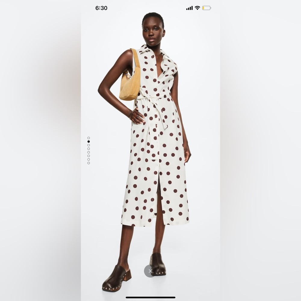 Polka dot brown and white dress